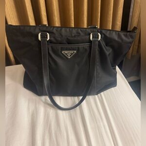 Authentic Prada Tessuto Nylon and Saffiano leather Tote shoulder Bag
